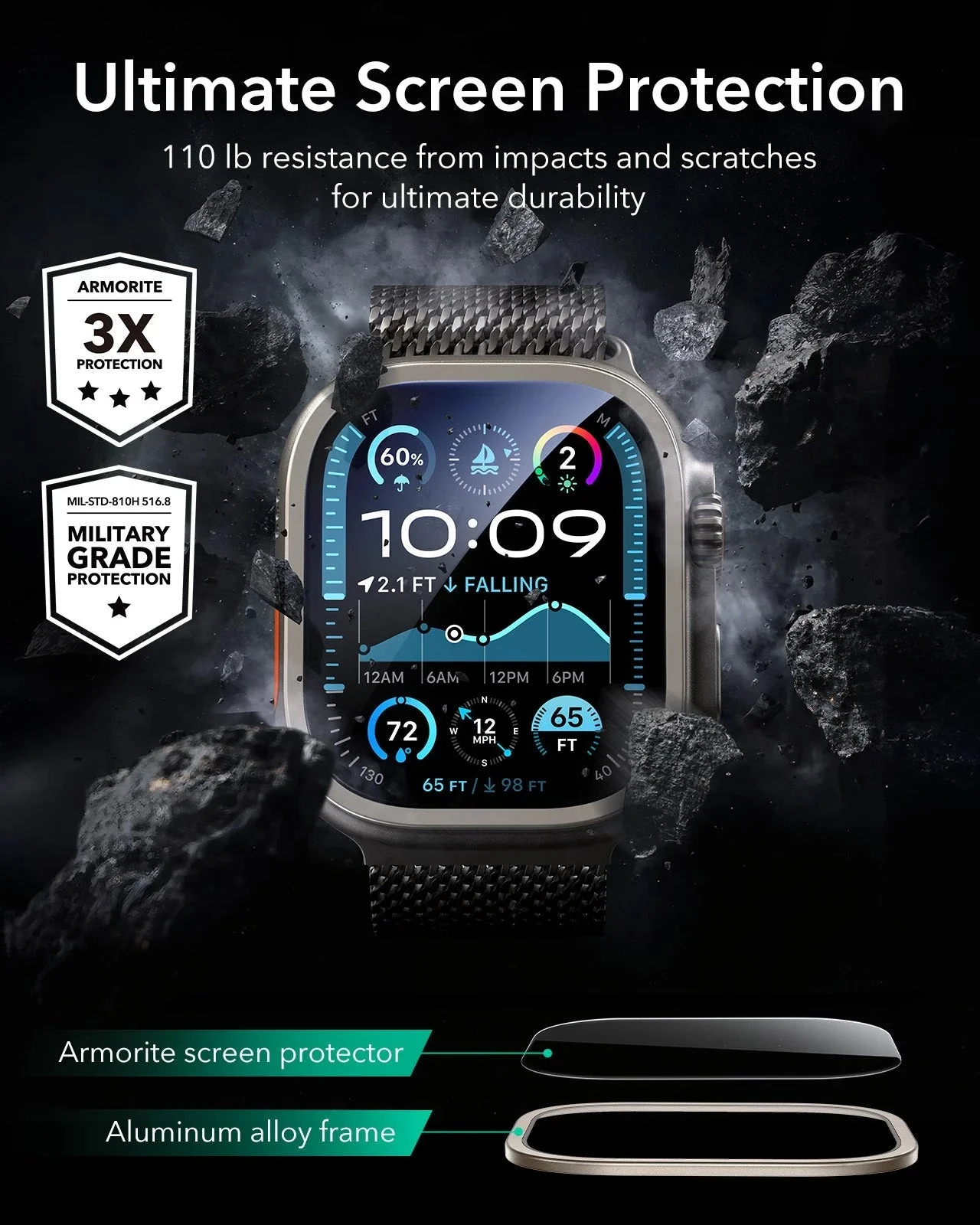 Apple Watch Ultra 3 Armorite Screen Protector - Titanium - Image 4
