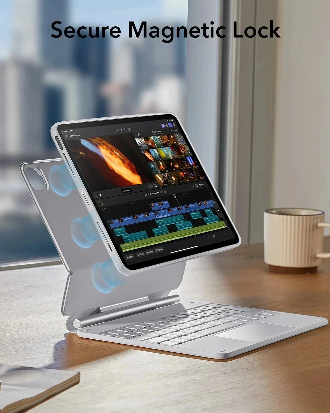 iPad Air 11" (M4, 2026) Bundle Rebound Magnet-Tastaturhülle 360° & Digital Pencil - DE Layout-White - Image 13