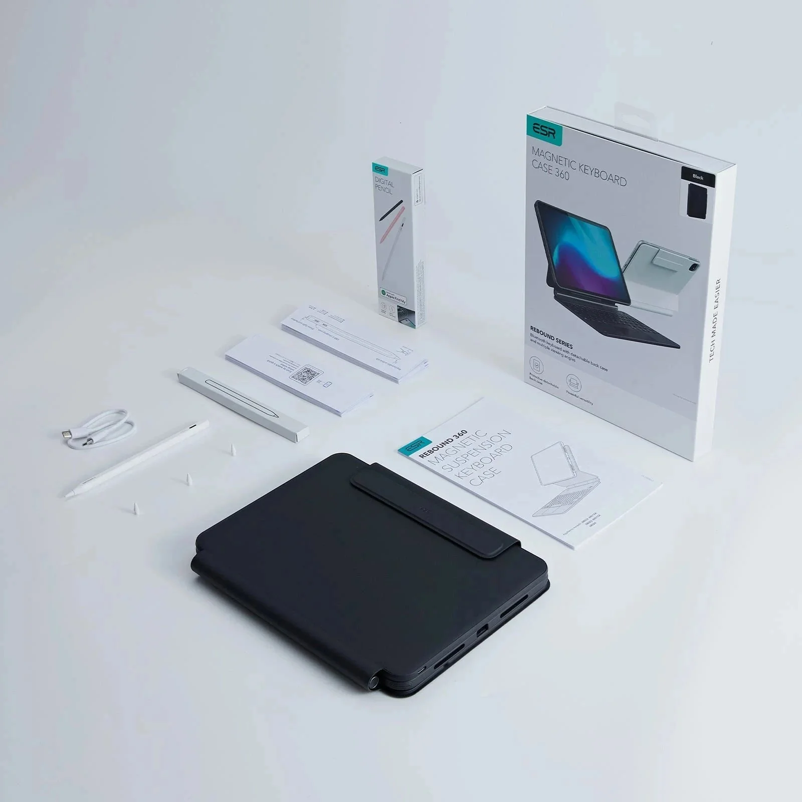 iPad Air 11" (M4, 2026) Bundle Rebound Magnet-Tastaturhülle 360° & Digital Pencil - DE Layout-White - Image 16