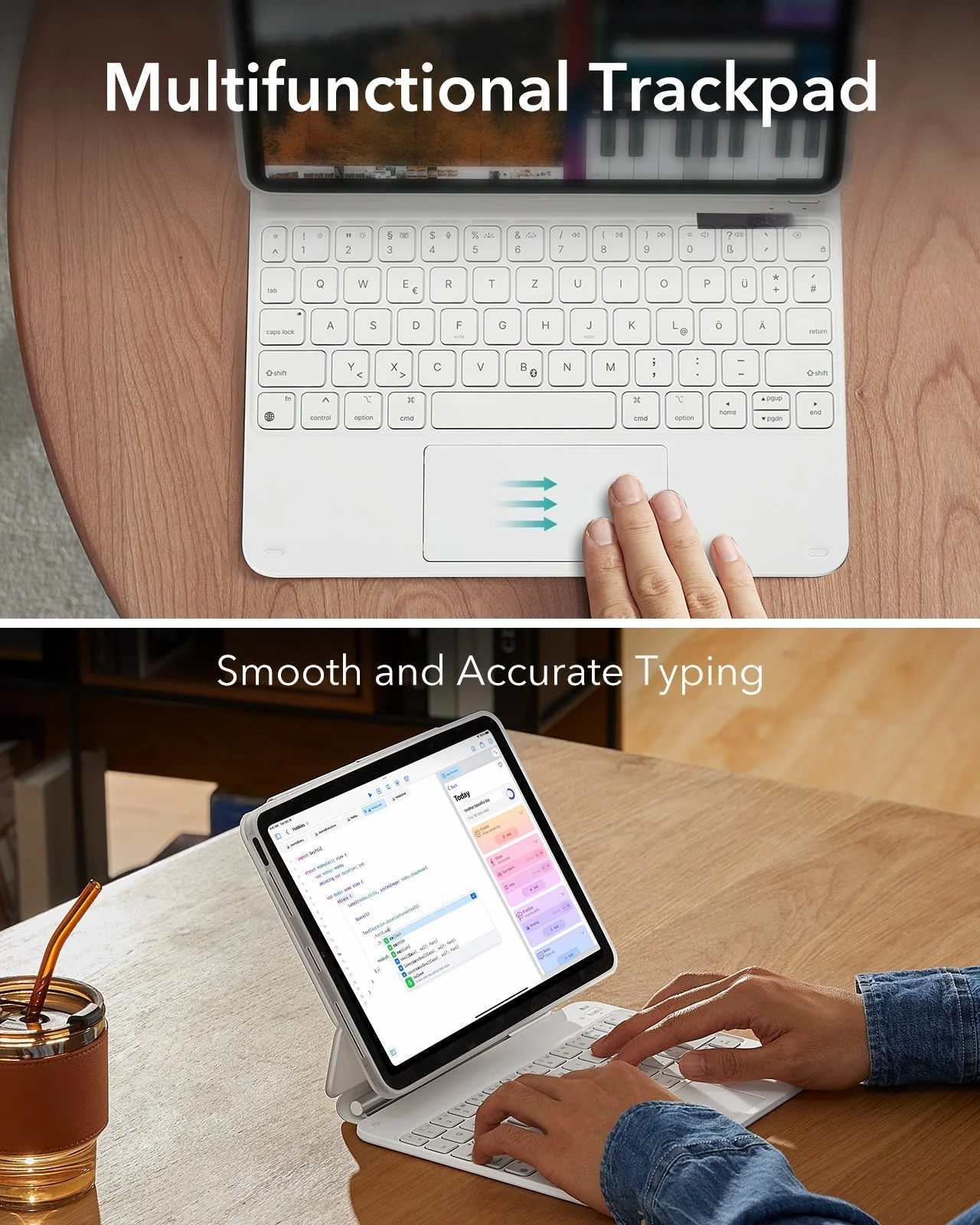 iPad Air 11" (M4, 2026) Bundle Rebound Magnet-Tastaturhülle 360° + Armorite & Paper-Feel Displayschutz-DE Layout-White - Image 21