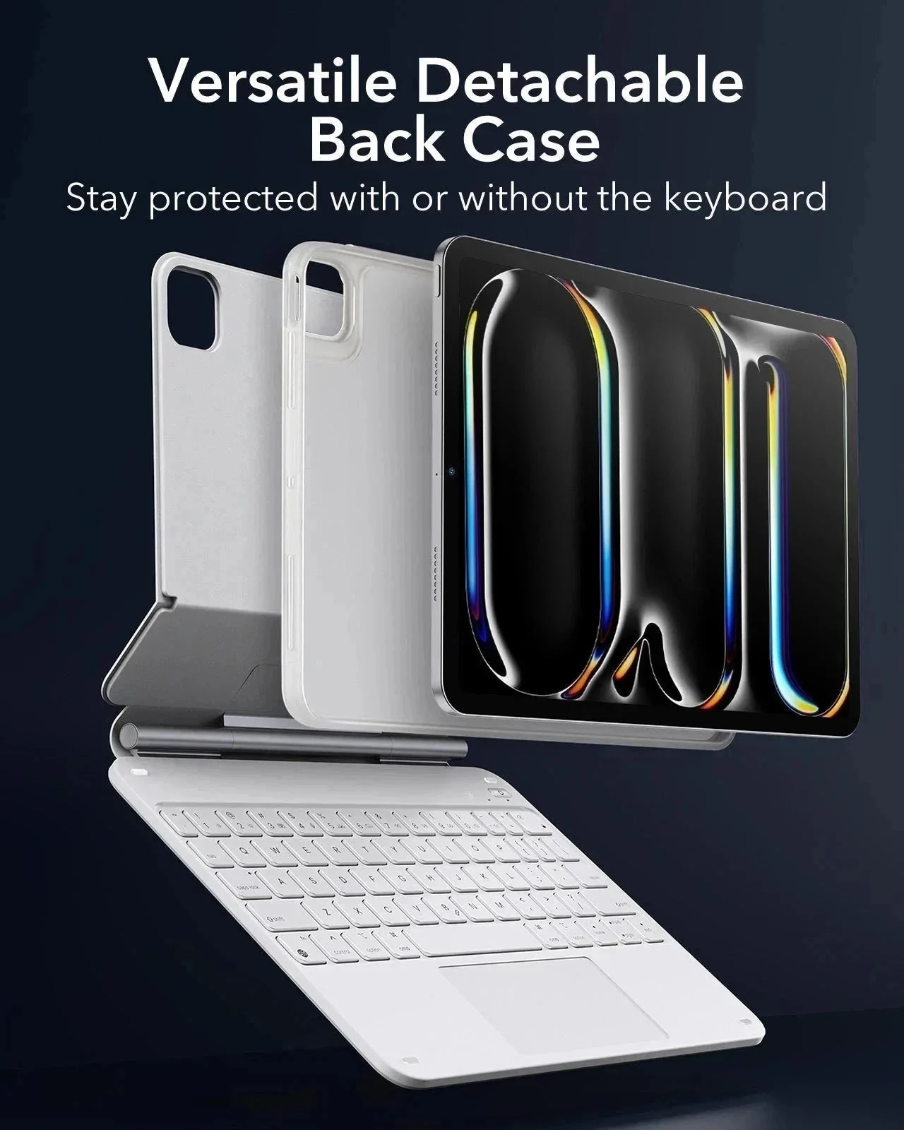 iPad Pro 11″ (2025) Set: Rebound 360 Magnet-Tastaturhülle & Armorite-Panzerschutzfolien - DE Layout-Weiß - Image 5