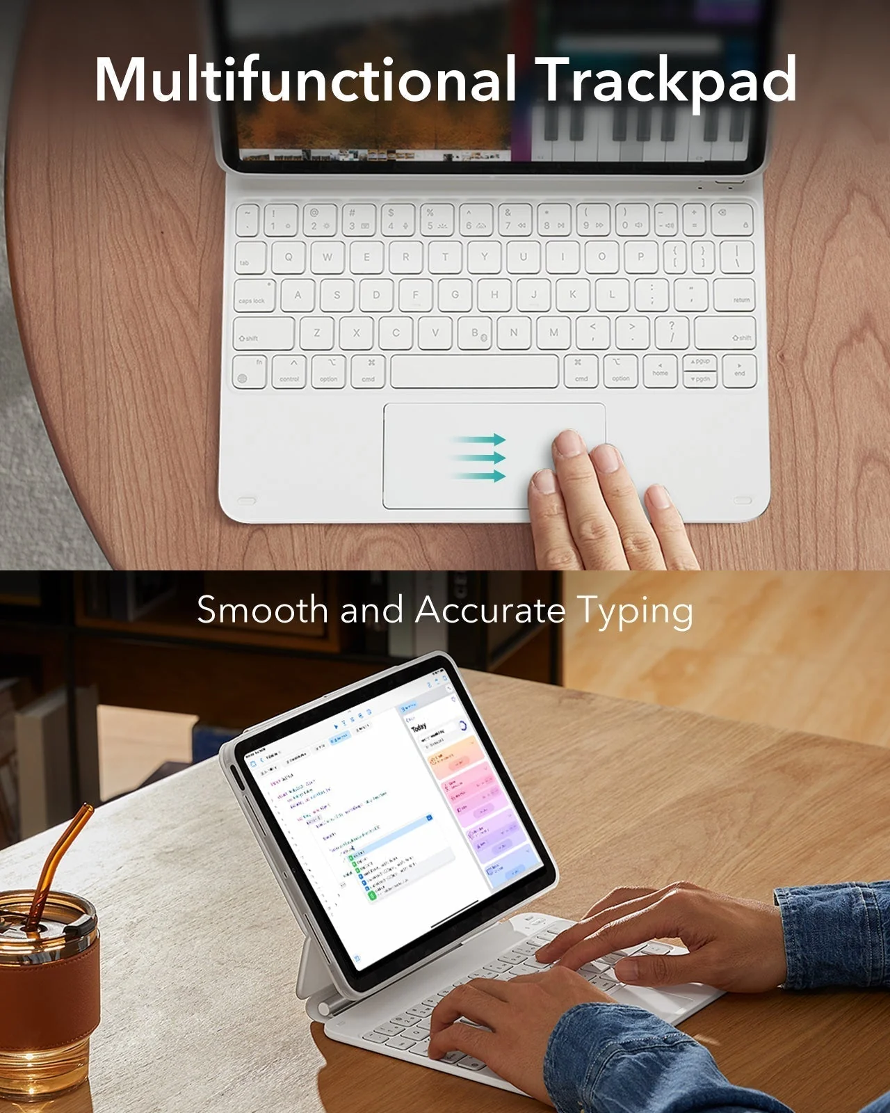 iPad Pro 11″ (2025) Set: Rebound 360 Magnet-Tastaturhülle & Armorite-Panzerschutzfolien - DE Layout-Weiß - Image 8