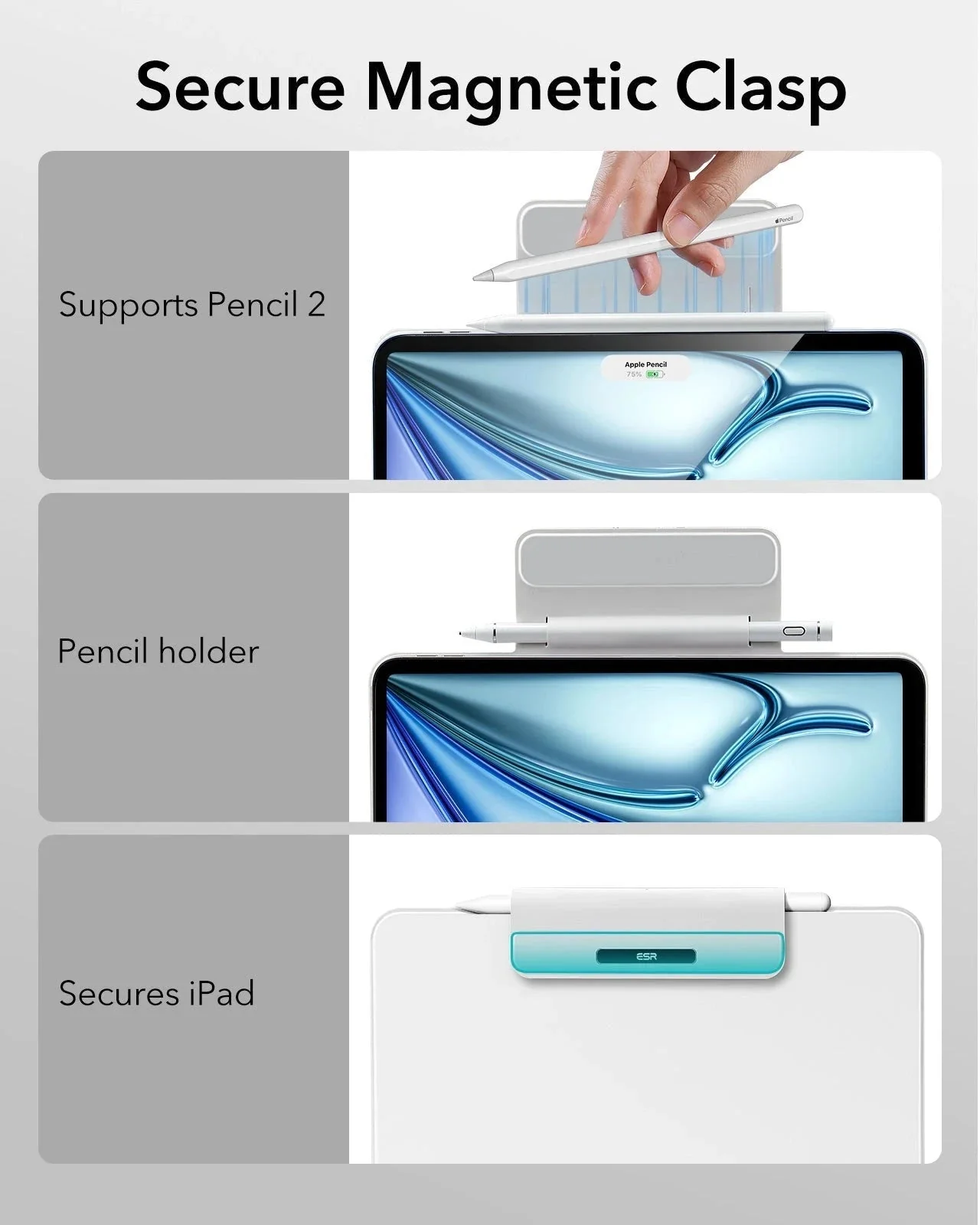 iPad Air 11” (M4) 2026 Rebound Magnetic Keyboard Case - US Layout-White - Image 10