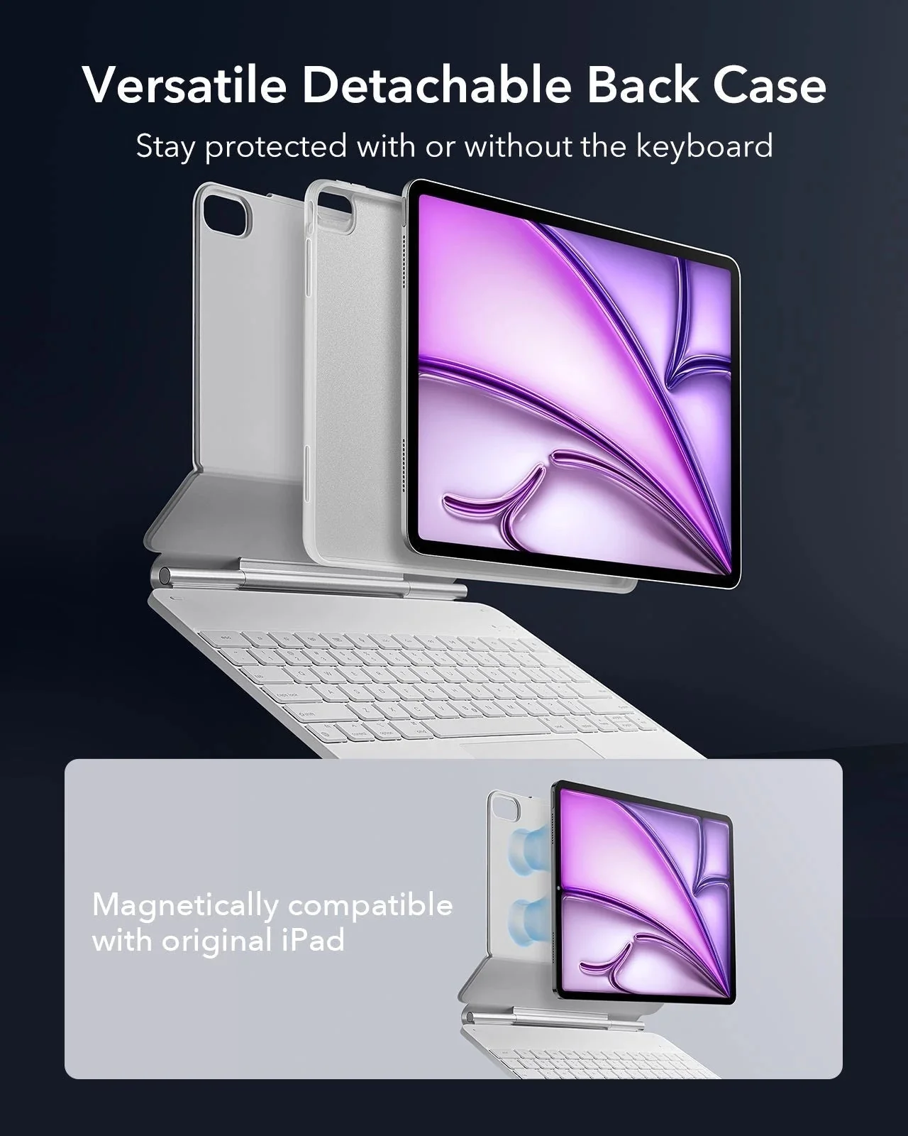 iPad Air 13" (M4) 2026 Bundle Rebound Magnetic Keyboard Case 360, Armorite & Paper-Feel Screen Protectors - US Layout-White - Image 14