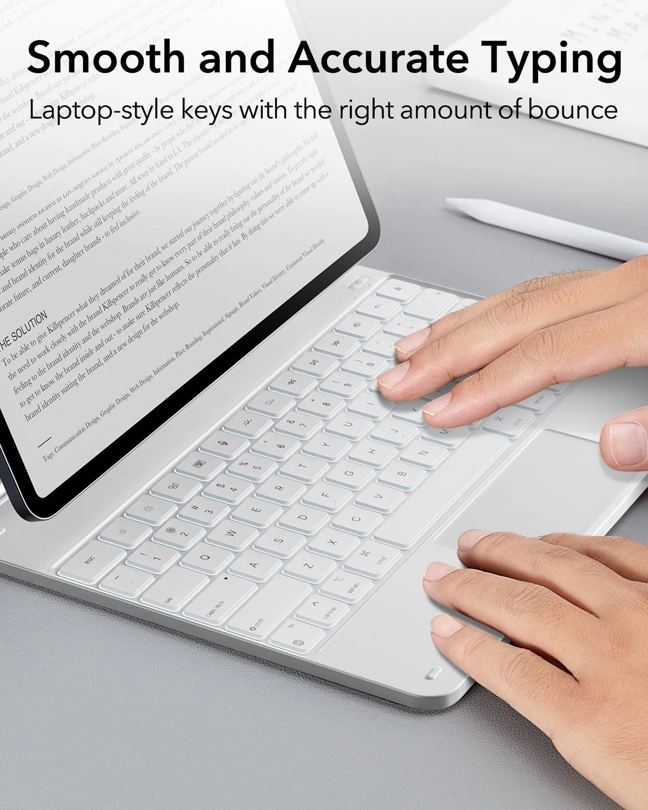 iPad Air 13” (M4) 2026 Rebound Magnetic Keyboard Case - US Layout-White - Image 6
