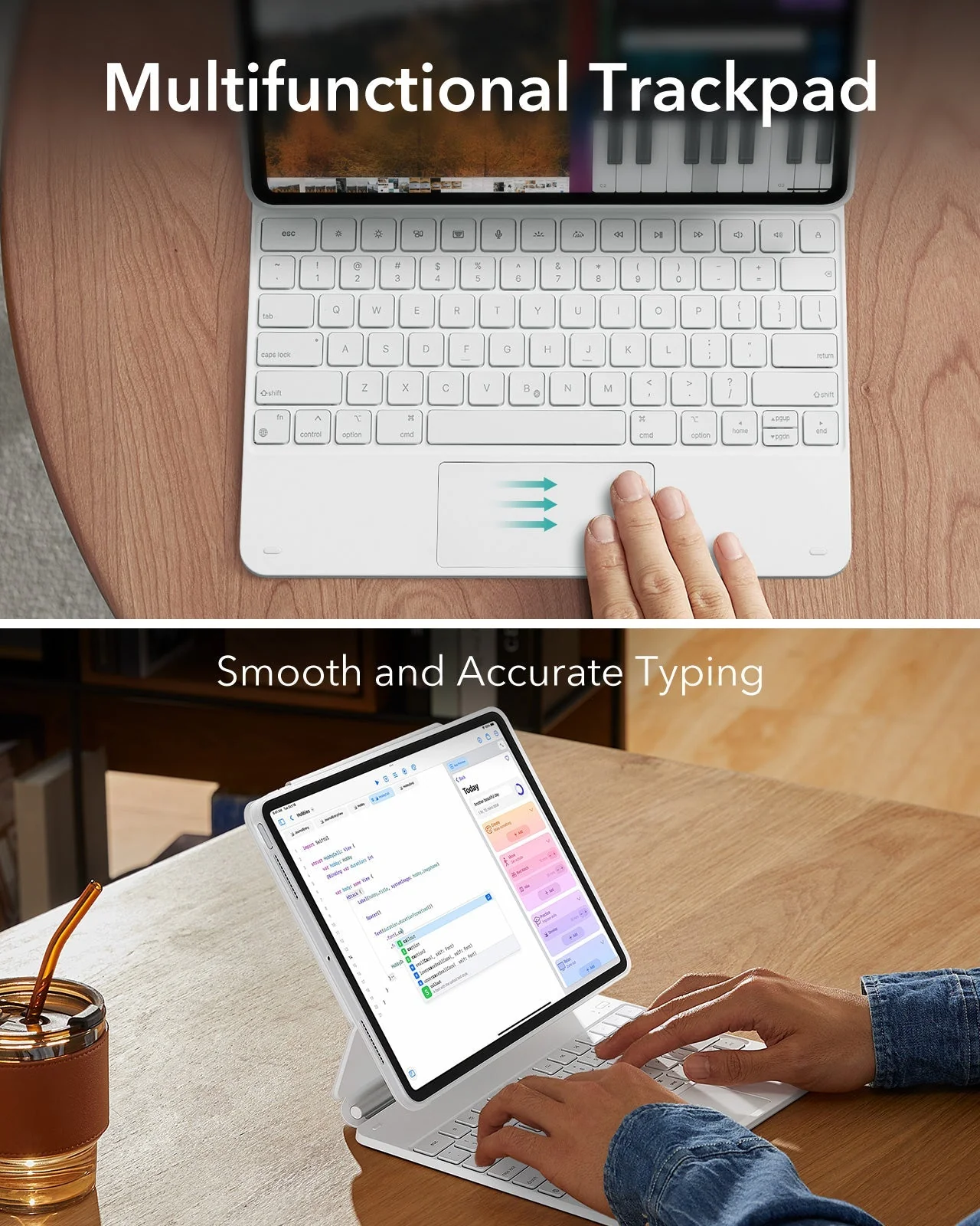 iPad Pro 13ʺ (2025) Bundle Rebound Magnetic Keyboard Case 360 & Armorite Screen Protectors  - US Layout-White - Image 4