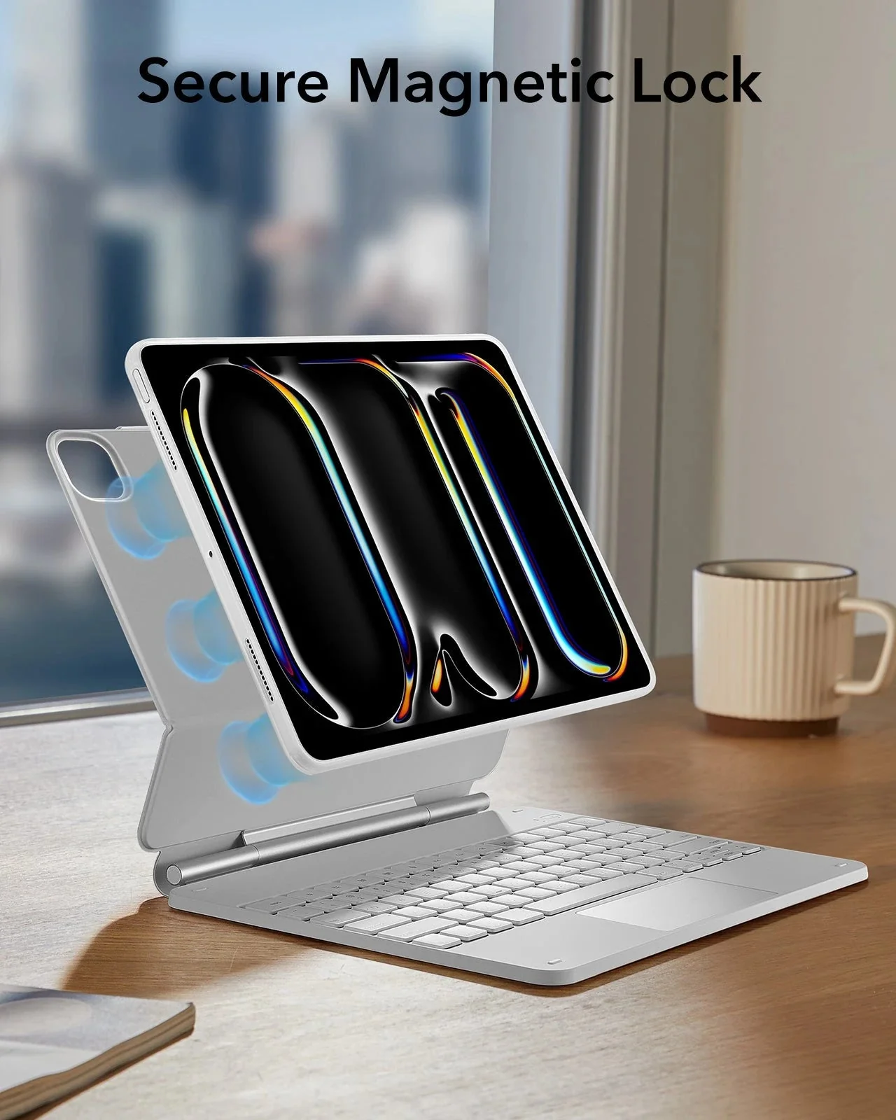 iPad Pro 13ʺ (2025) Bundle Rebound Magnetic Keyboard Case 360 & Armorite Screen Protectors  - US Layout-White - Image 7