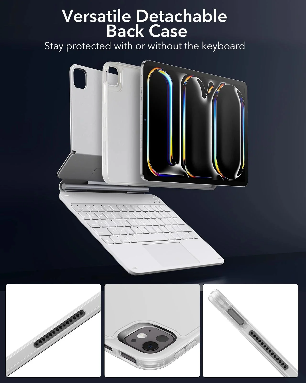 iPad Pro 13ʺ (2025) Bundle Rebound Magnetic Keyboard Case 360 & Armorite Screen Protectors  - US Layout-White - Image 8
